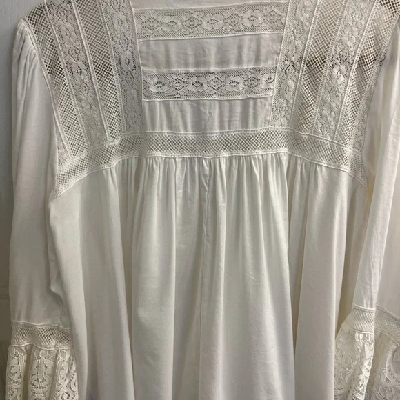 Free People Cream Peasant Lace Blouse - Picture 4 of 7